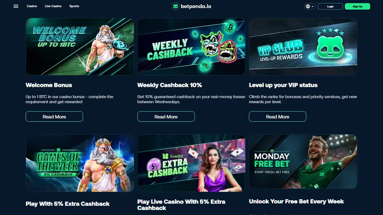 BetPanda crypto casino bonuses and promotions