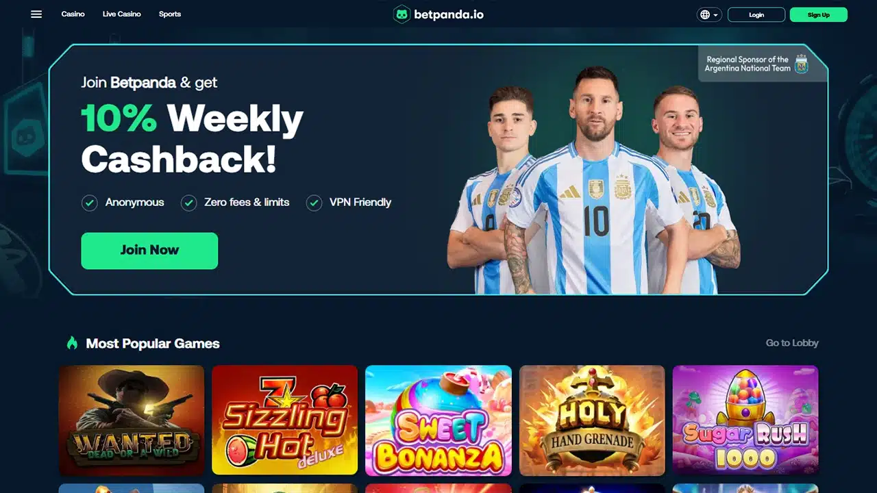 BetPanda crypto casino landing page