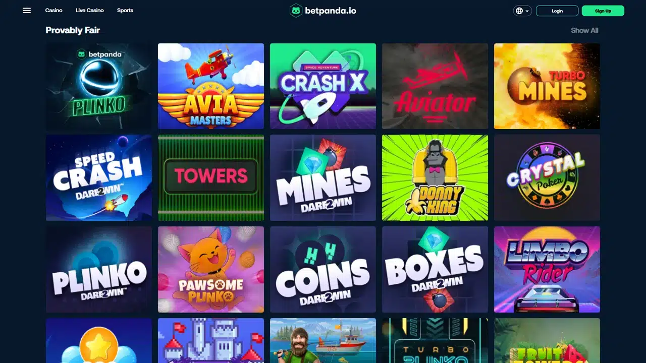 BetPanda crypto casino provably fair games