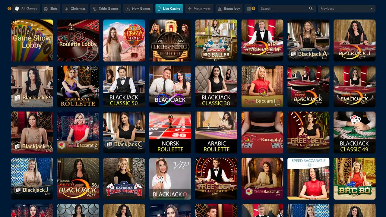 Genie Jackpot casino selection of live dealer games