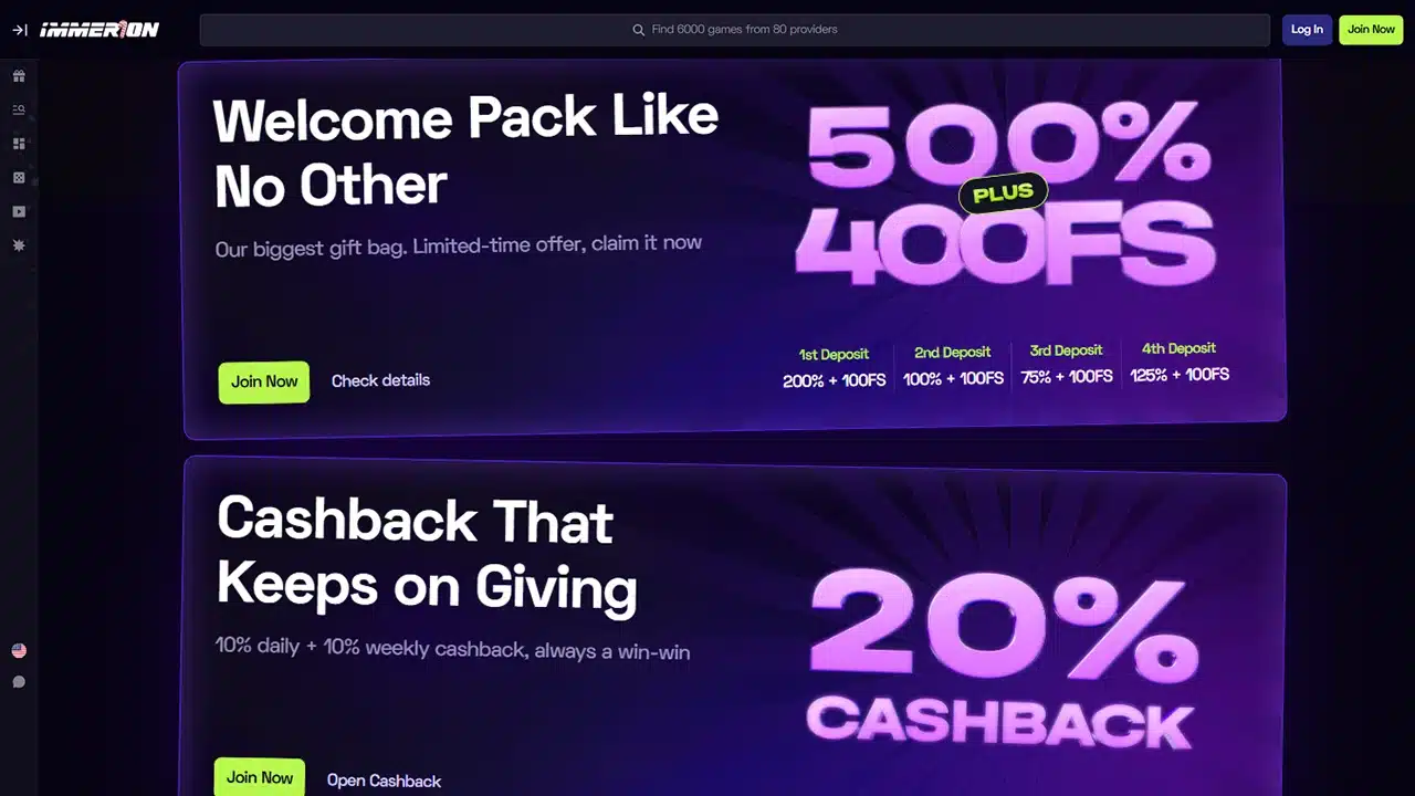 Immerion crypto casino bonuses and promotions