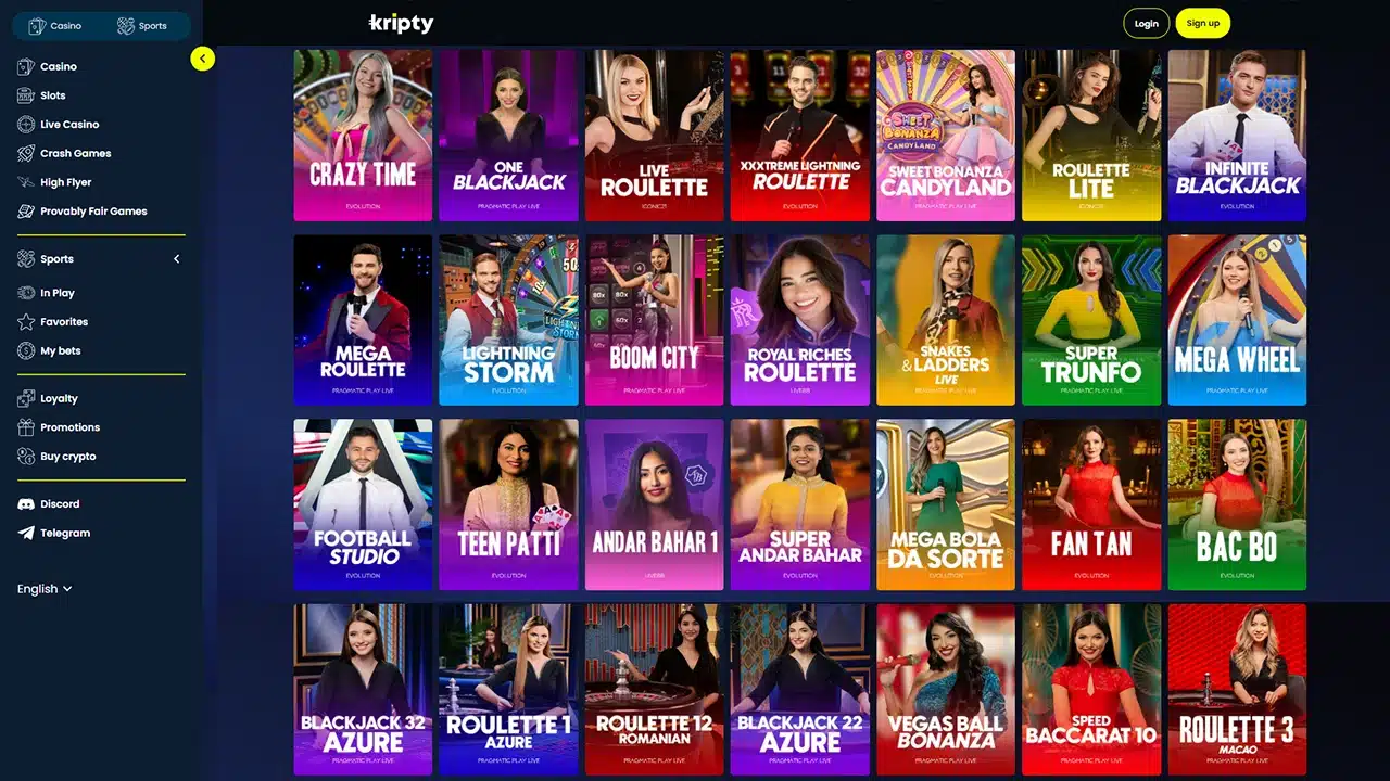 Kripty crypto casino live dealer games