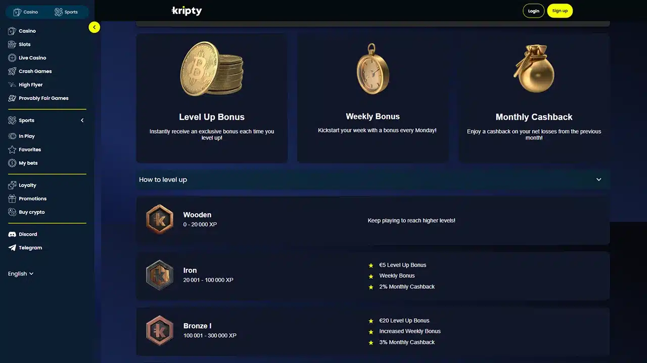 Kripty crypto casino VIP club