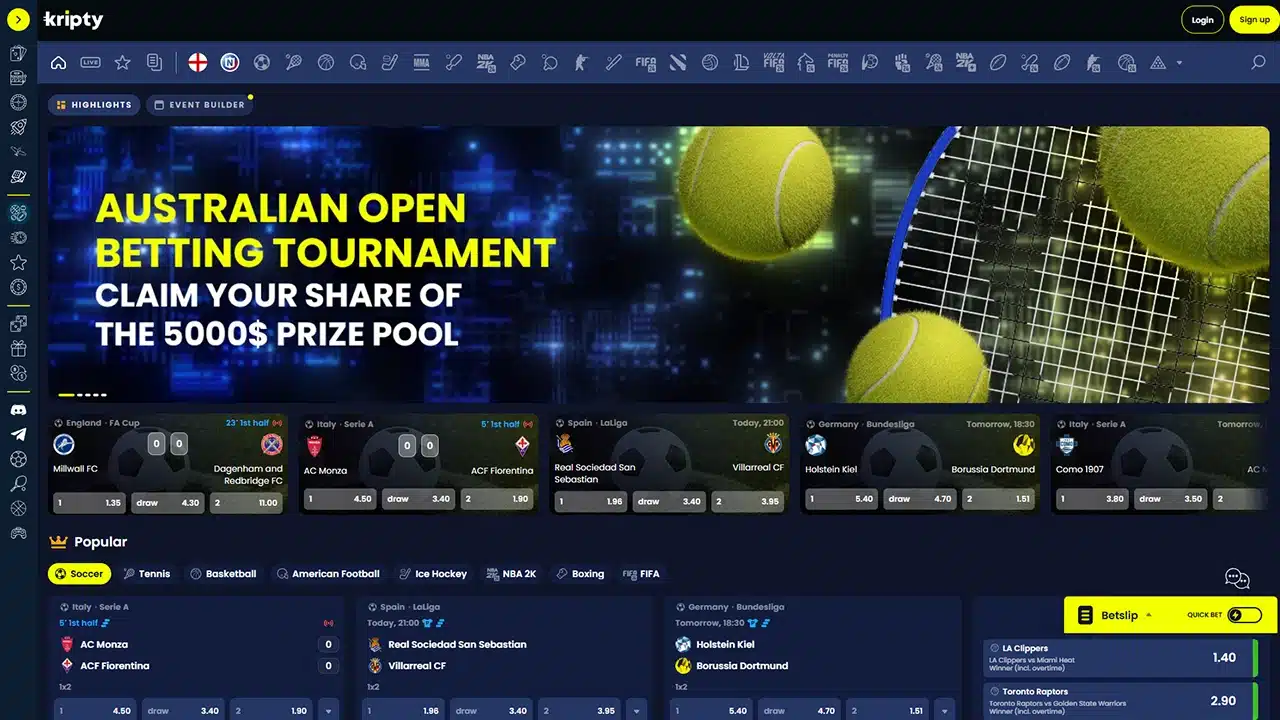 Kripty crypto casino sports betting offer