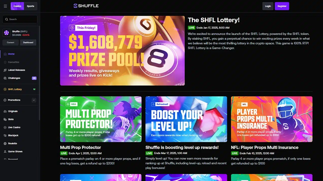 Shuffle crypto casino bonuses and promotions