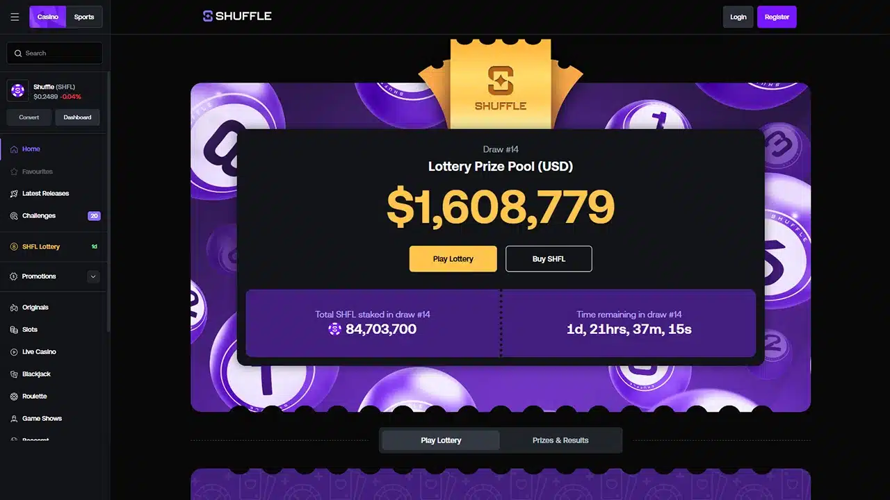 Shuffle crypto casino lottery
