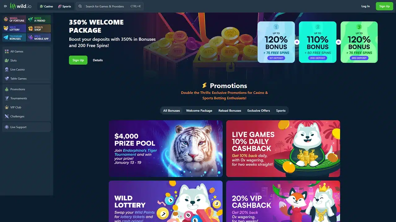 Wild.io crypto casino bonuses and promotions