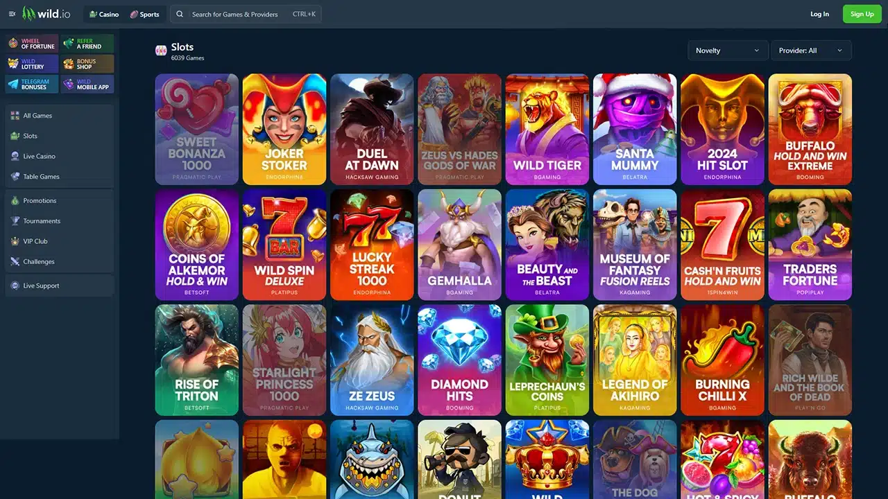 Wild.io crypto casino slots library