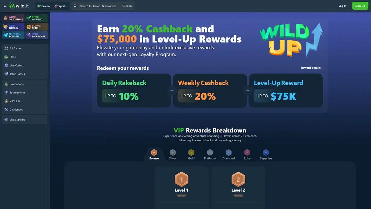 Wild.io crypto casino loyalty club