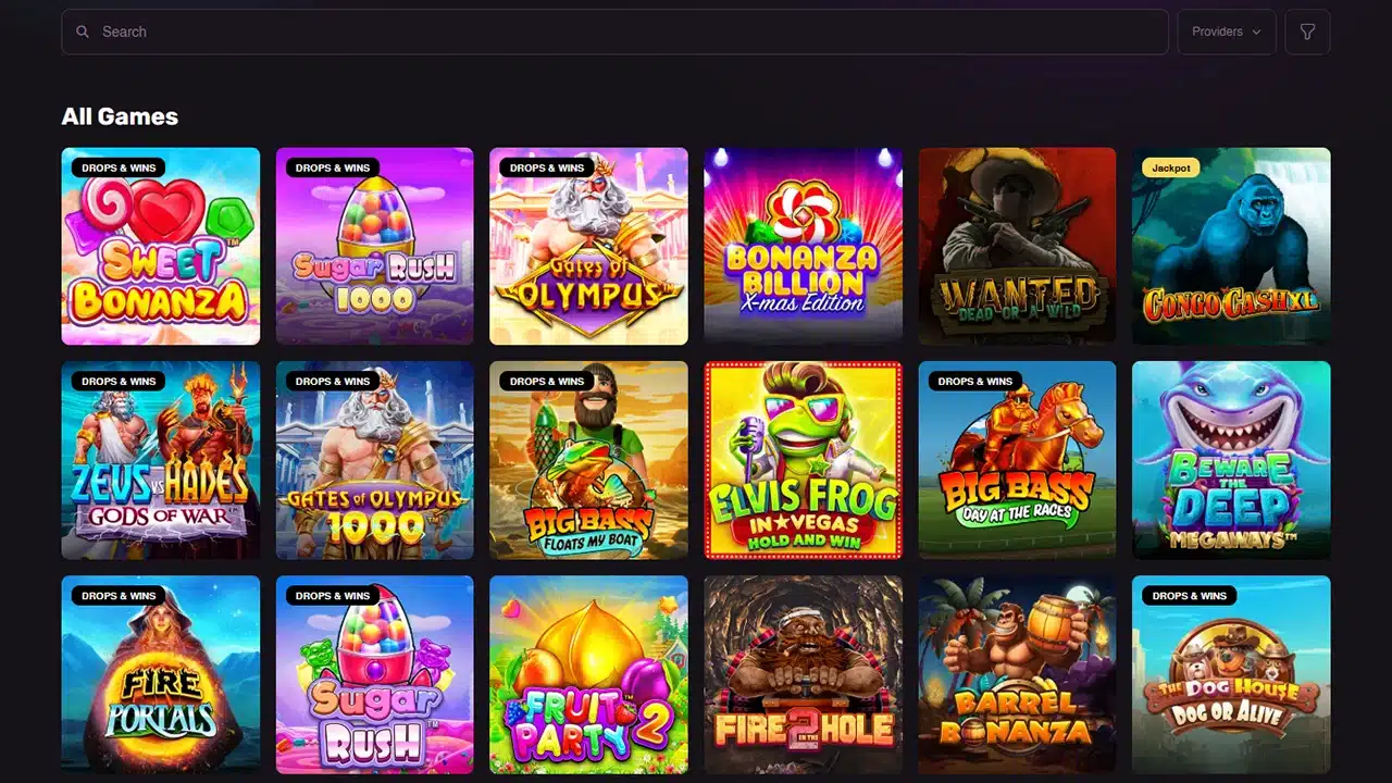 Playbet.io crypto casino games selection