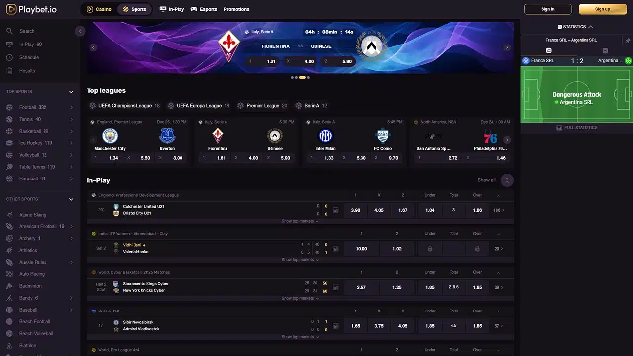 Playbet.io crypto casino sports betting offer