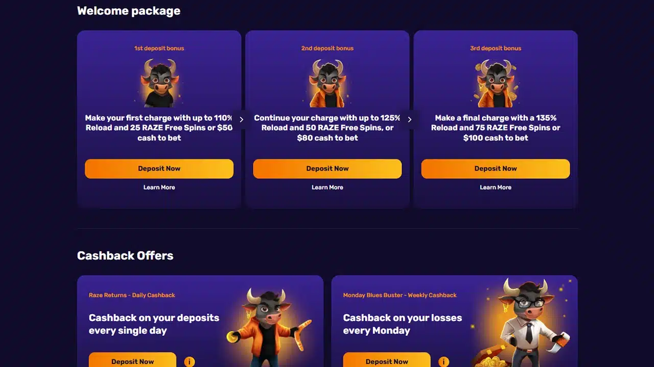 Raze crypto casino bonuses and promotions