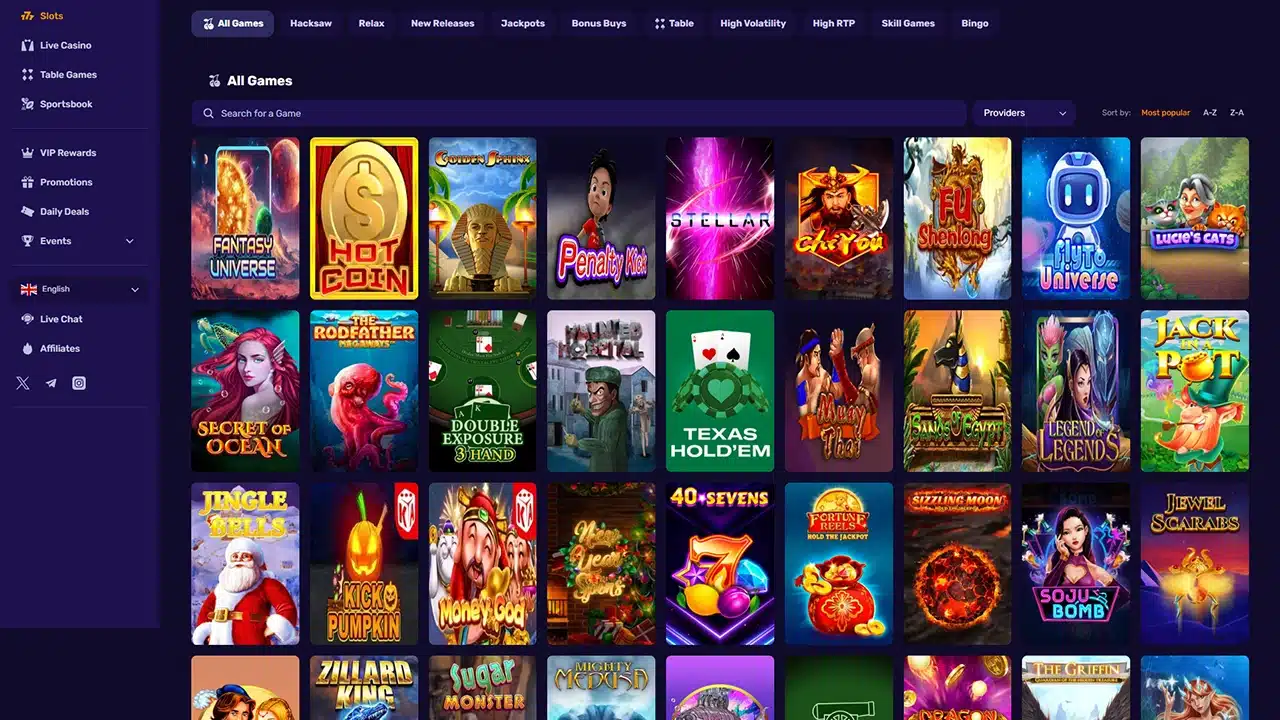 Raze crypto casino selection of video slots