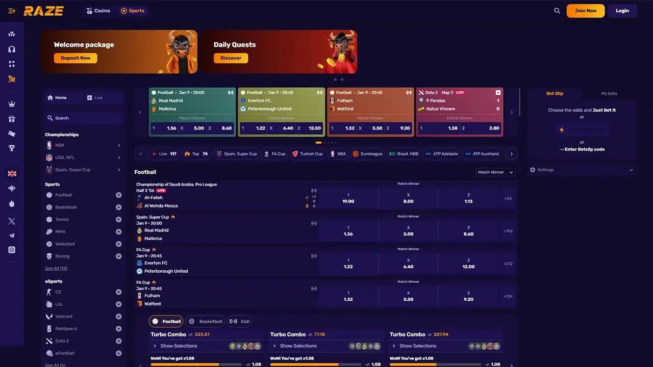 Raze crypto casino sportsbook