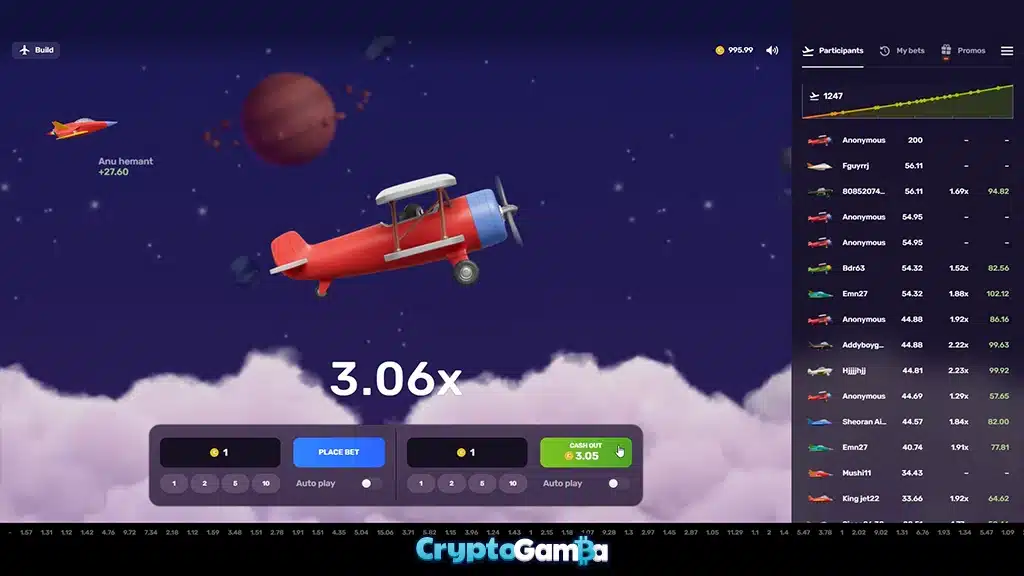 Aviatrix crash game playthrough