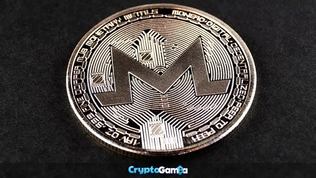 Monero MNR privacy crypto coin on gray carpet