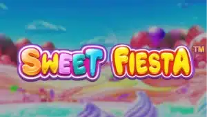 Sweet Fiesta Slot Logo with Candy in the Background
