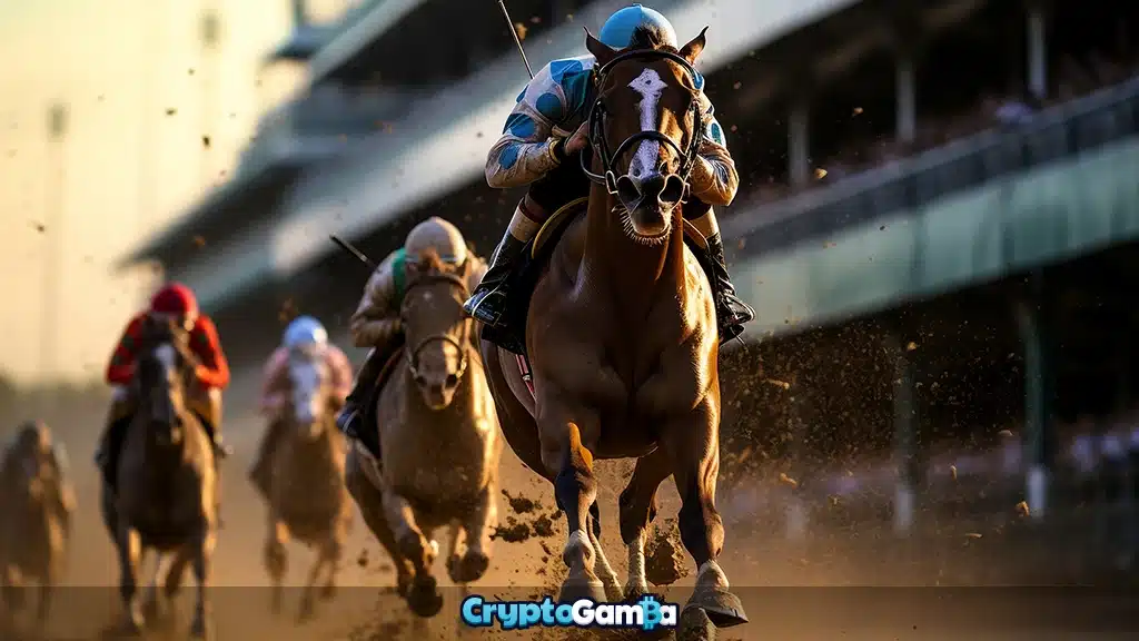 Horses racing at the iconic Kentucky Derby