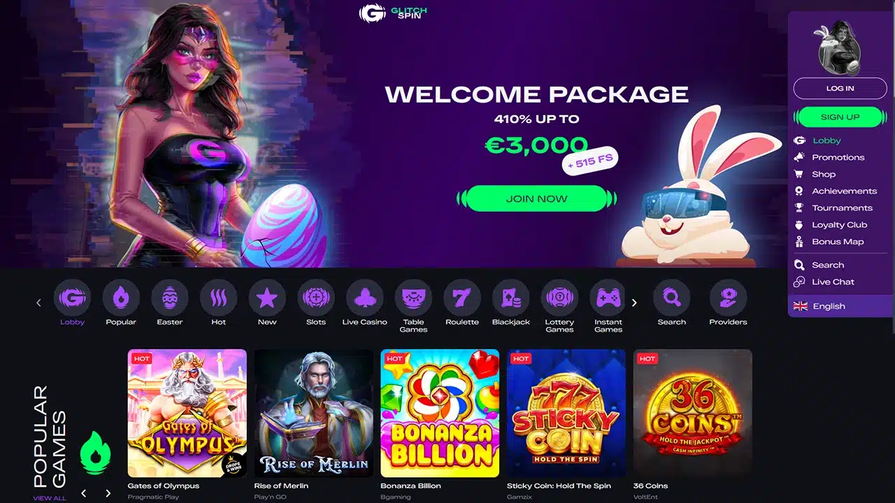GlitchSpin crypto casino welcome bonus