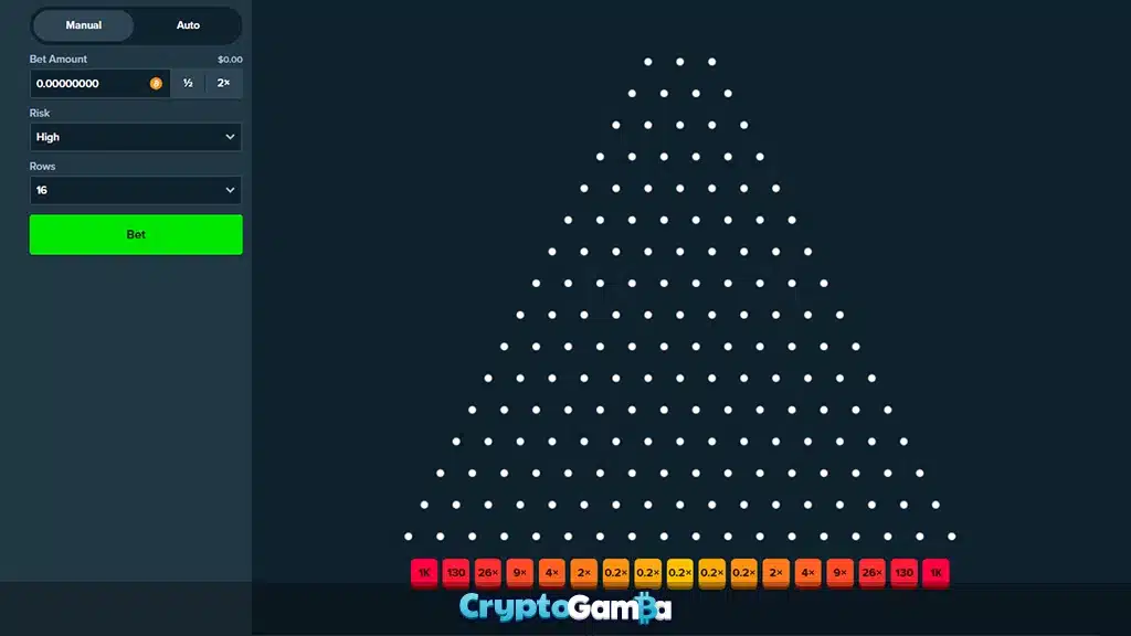 Gameplay of Plinko from Stake Originals