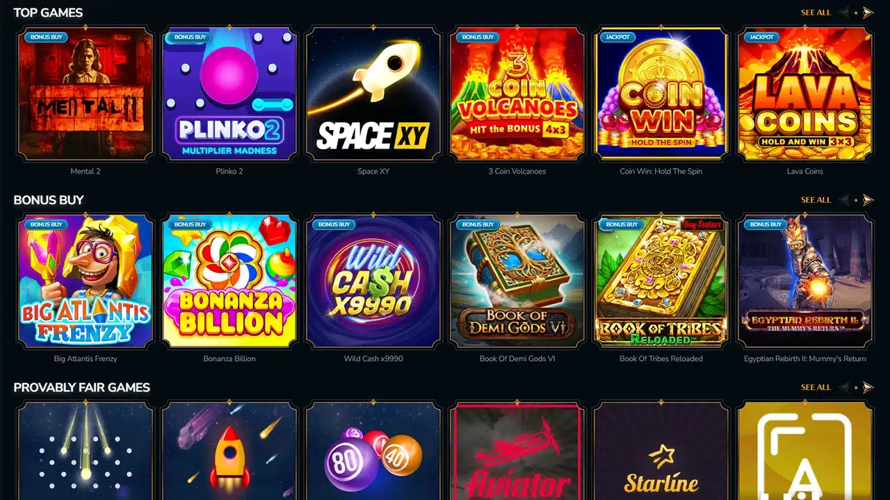 VipCasino games offer