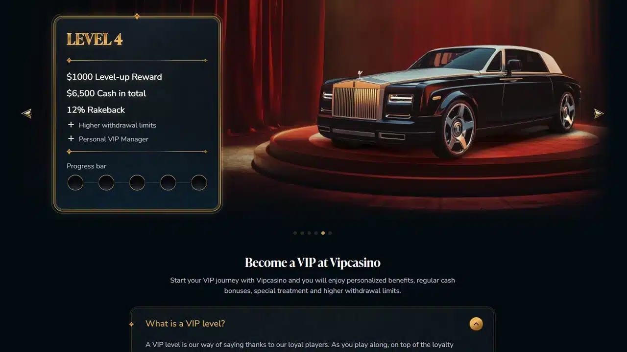 VipCasino level four of a VIP club